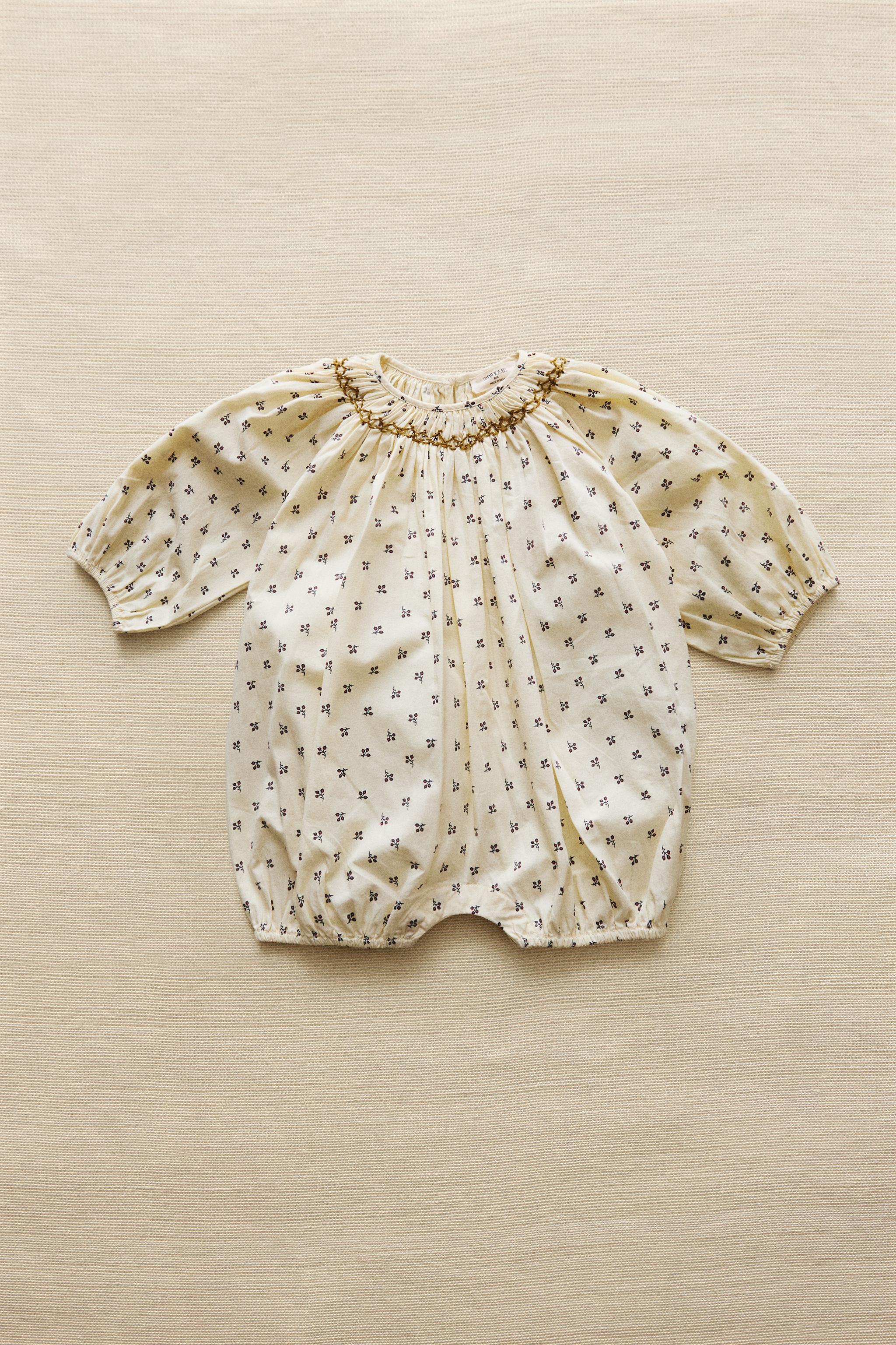 GATHERED FLORAL BABY ROMPER